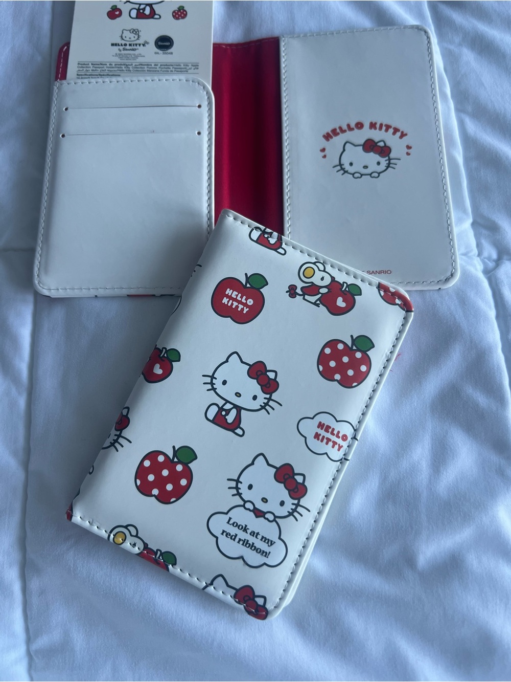 2 Sanrio Hello Kitty White & Red Passport Holder Wallet Case